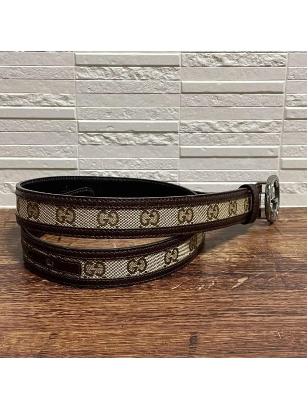Gucci GG Interlocking Buckle Belt Canvas Leather